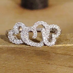 Triple Heart Sterling Silver Ring Size 7